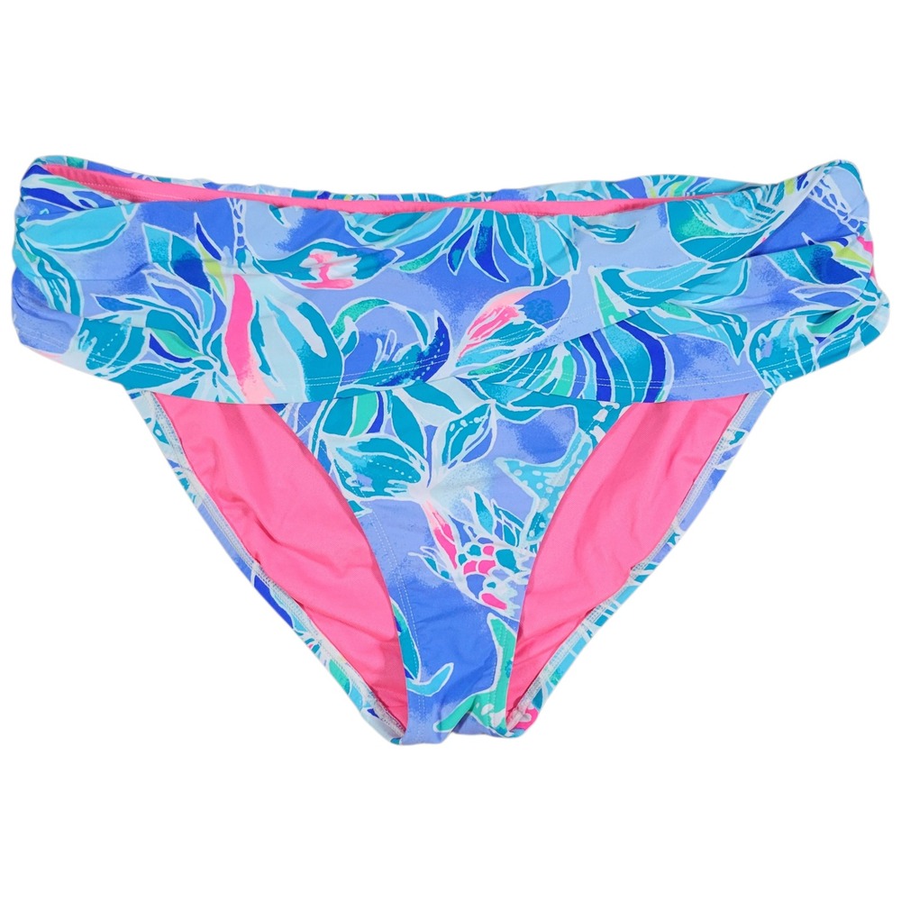 Lilly Pulitzer Bikini Bottoms Womens 14 Blue Lagoon Sarong Hipster Celestial Sea